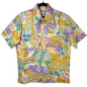 Vintage Tori Richard Shirt Mens Medium Hawaiian Loud Print 70s Aloha Tropical